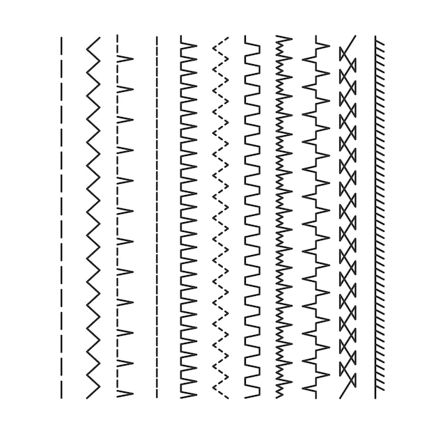 Verschillende soorten machinesteek vector naadloze penselen set