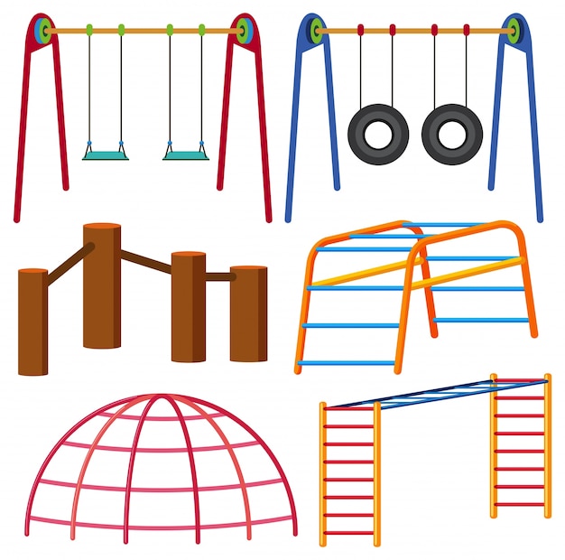 Vector verschillende soorten swing en monkeybars