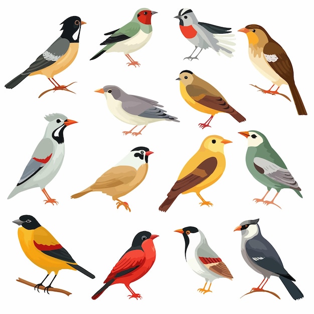 Verschillende soorten vogelscollectie
