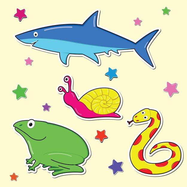 Verschillende soorten zeedieren cartoon collectie