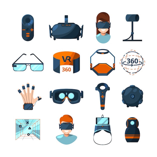 Verschillende symbolen van virtual reality