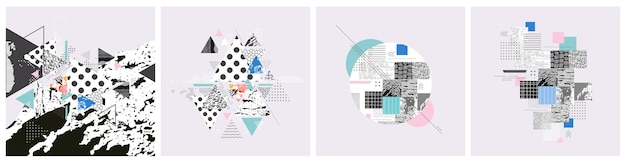 Verschillende texturen en vormen artistieke vector illustratie collage Geometrisch abstract ontwerp