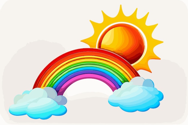verschillende vormen van regenbogen op wit Kleurrijke pastel regenboog met wolken