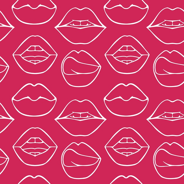 Verschillende vrouw lippen naadloos patroon verschillende sexy lippen vormen doodle stijl mode cosmetologie