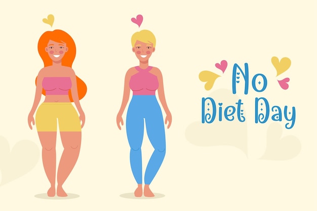 Vector verschillende vrouwen naar lichaamssamenstelling geen dieetdag