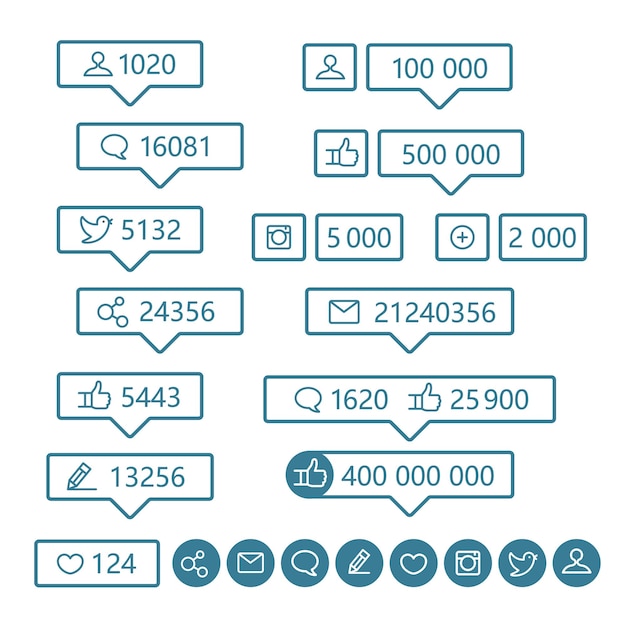 Verschillende web informanten Frames met pictogrammen en cijfers