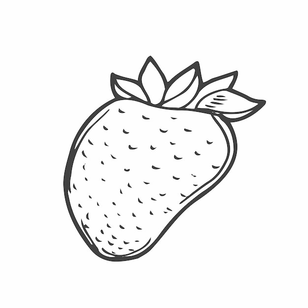 verse aardbeienbes in doodle stijl illustratie zwart op witte achtergrond