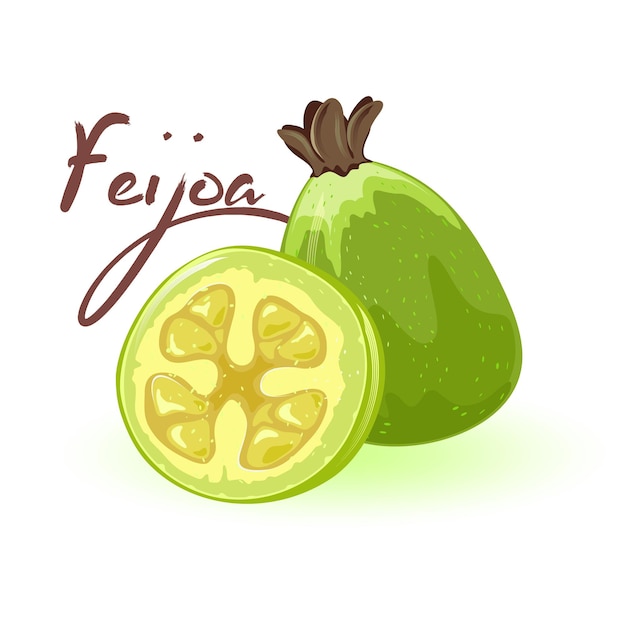 Verse feijoa geheel en gehalveerd