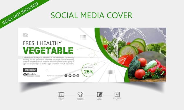 Vector verse gezonde groente en fruit boodschappen bezorging social media post omslag webbannermalplaatje