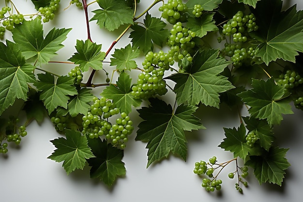 Vector verse groene druiven op een houten vloer een bos vers geplukte champagne druiven en een wijnstok en vertrek