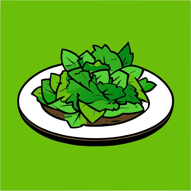 Verse groene salade op een plaat vector illustratie