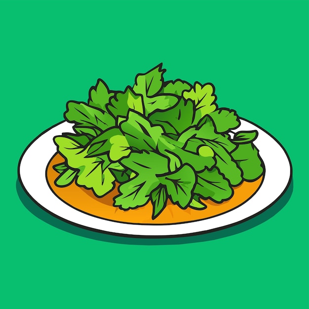 Vector verse groene salade op een plaat vector illustratie