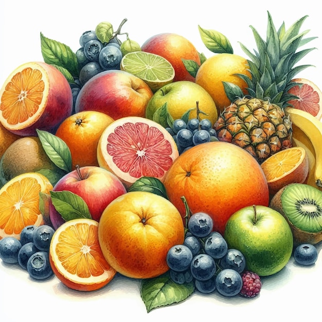 Vector verse kleurrijke mix van citrusvruchten met citroenen grapefruits limoenen als een stilleven