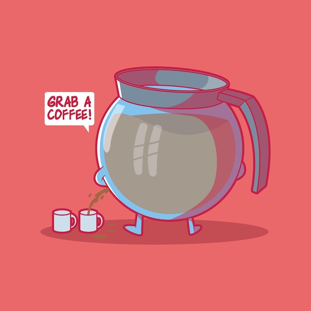 Vector verse koffiepot vullen mokken vector illustratie drink motivatie grappig ontwerpconcept