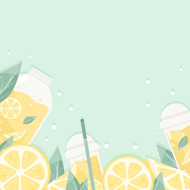 Verse limonade met gele schijfje citroenfruit en druppels. Limonade illustratie