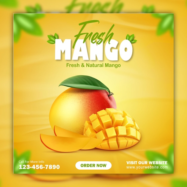 Verse mango of mangosap social media banner postsjabloon