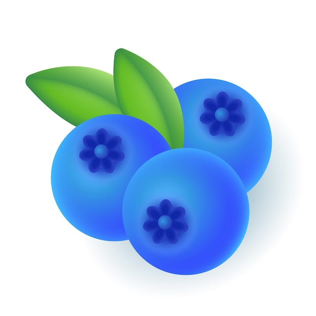 Verse smakelijke bosbessen 3D illustratie. Cartoon tekening van biologische blauwe bessen, natuurvoedingsproduct in 3D-stijl op witte achtergrond. Bessen, voedsel, gezond eten concept
