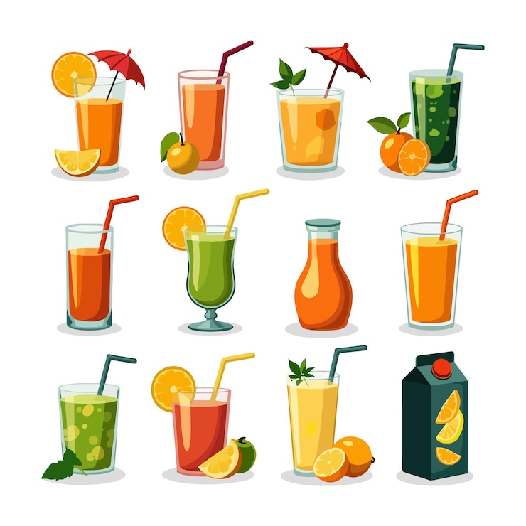 Vector verse vruchtsap in glasvector-stijl