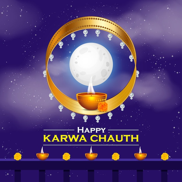 versierd karwa indisch festival van zeef tijdens Karwa Chauth-viering op de achtergrond van India