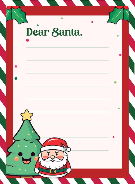 Versierd vel met Kerstman amp Kerstboom Vector Kinderen Kerstman Letter Template
