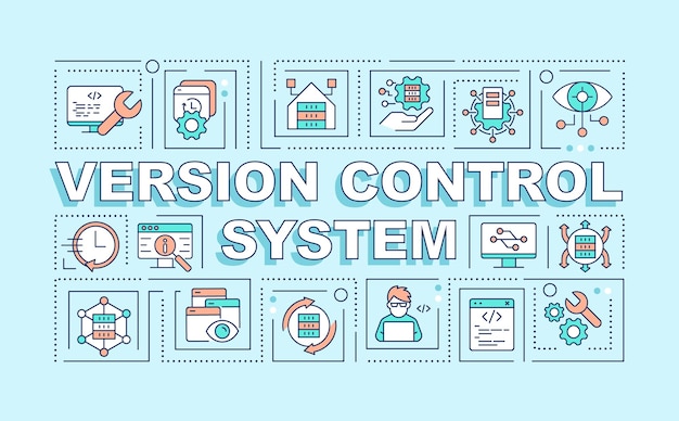 Version control system word concepts blue banner