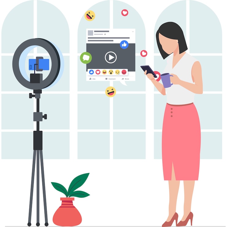 Vector verslaggeving van nieuws op sociale media illustratie