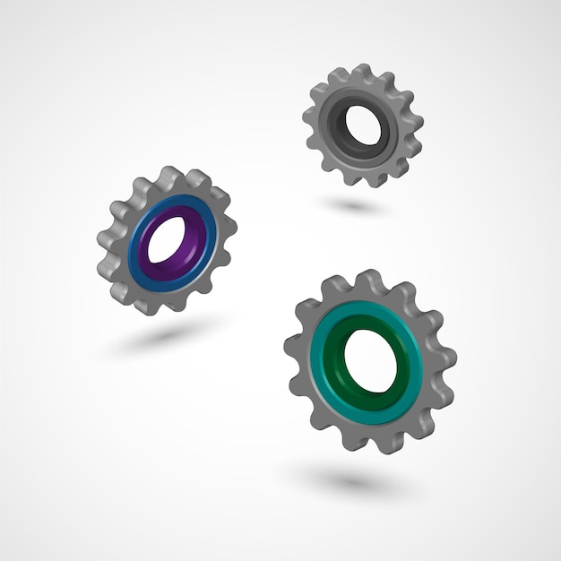 Versnelling instellen pictogram eenvoudige 3D-vector versnelling ontwerpconcept