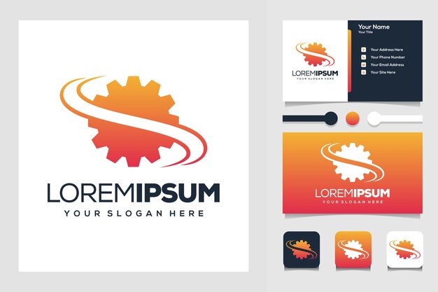 Versnelling modern logo-ontwerpsjabloon voor visitekaartjes