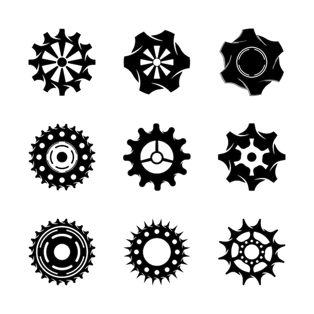 Versnelling pictogram vector set uurwerk illustratie teken collectie mechanica symbool
