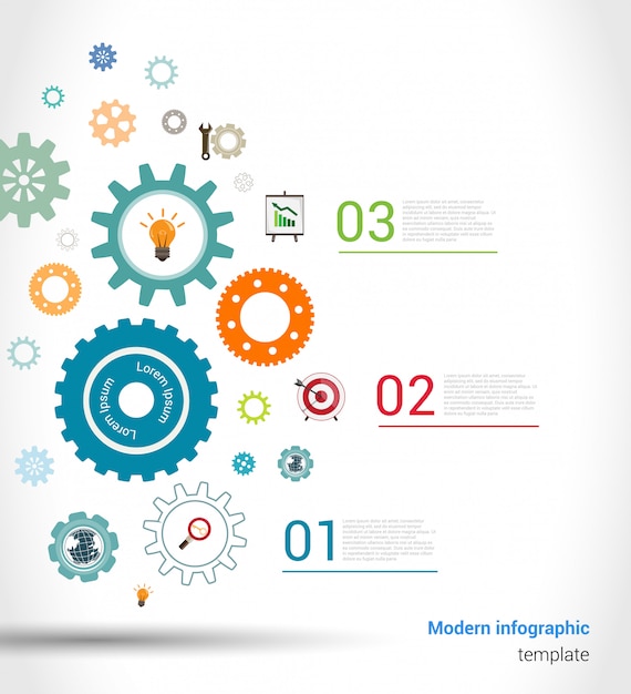 Vector versnellingen infographics sjabloon