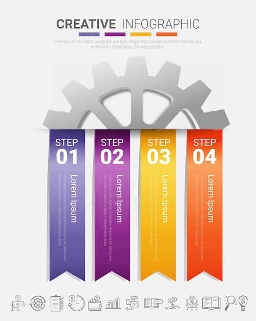 Versnellingsinfographics voor presentatie 4 stappen