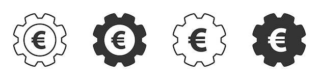Versnellingspictogram met euroteken binnen Tandrad met geldsymbool Vectorillustratie