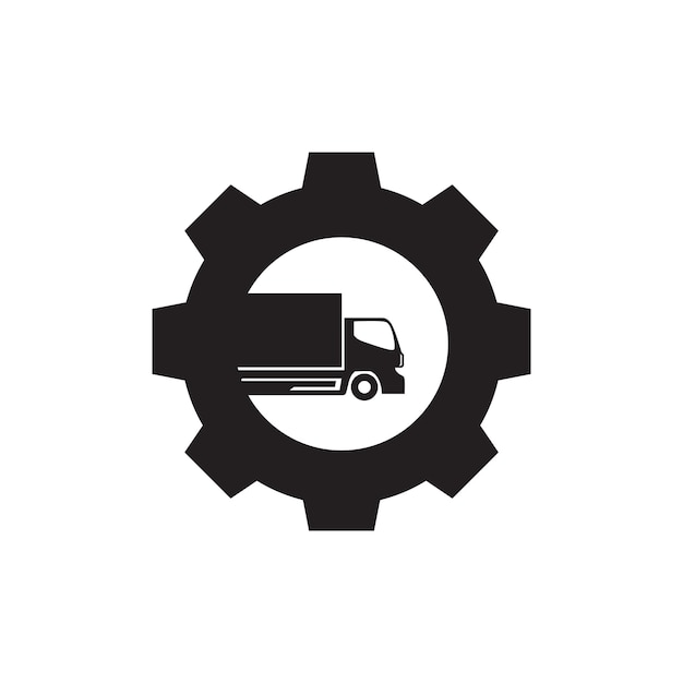 Versnellingsservice met vrachtwagen geïsoleerd logo ontwerp vector grafisch symbool pictogram teken illustratie creatief