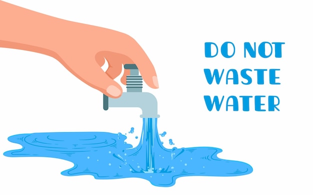 Verspil geen water onnodig hand sluit de kraan om water te besparen wereldwaterdag.
