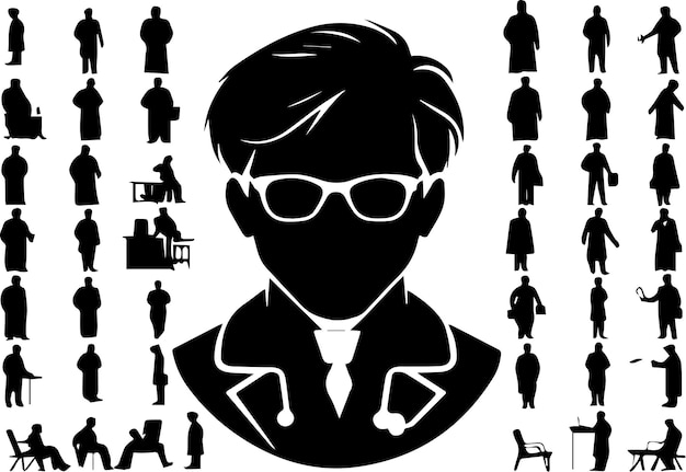 Versterkte verpleegster Eenvoudige Vector Silhouette Art