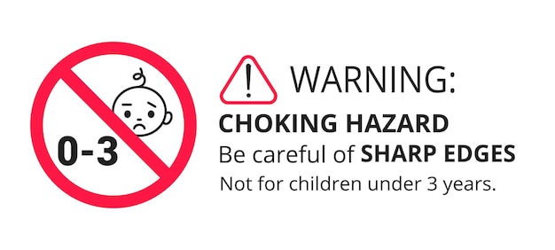 Verstikkingswaarschuwingsgevaar verboden teken sticker niet geschikt voor kinderen jonger dan 3 jaar geïsoleerd