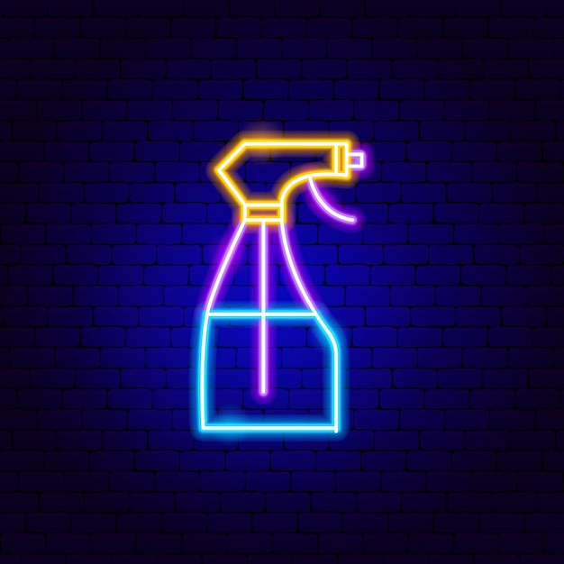 Verstuiver neon teken. Vectorillustratie van waterpromotie.