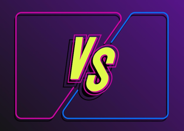 Versus banner met frame en versus teken neon stijl geïsoleerd op transparante achtergrond voor sport competitie wedstrijd wedstrijd spel aankondiging van twee vechters gevecht VS concept 10 eps