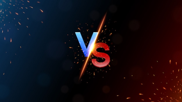 Versus banner with fire sparkling vector