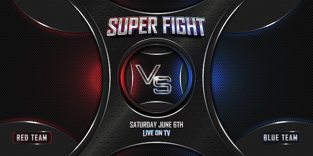 Versus battle super fight realistic 3d screen banner with modern metallic logo