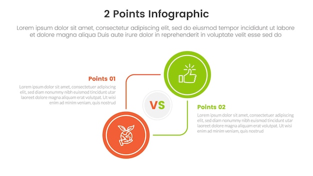 versus or compare and comparison concept for infographic template banner with big circle circular and connection with two point list information vector