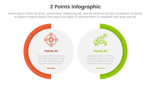 Versus or compare and comparison concept for infographic template banner with big circle shape variation two point list information vector illustration