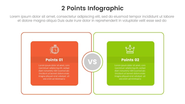 versus or compare and comparison concept for infographic template banner with big outline box circular with two point list information