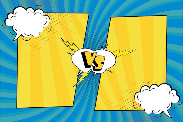 Versus fight background comic pop art style design vs letters and speech bubble vector