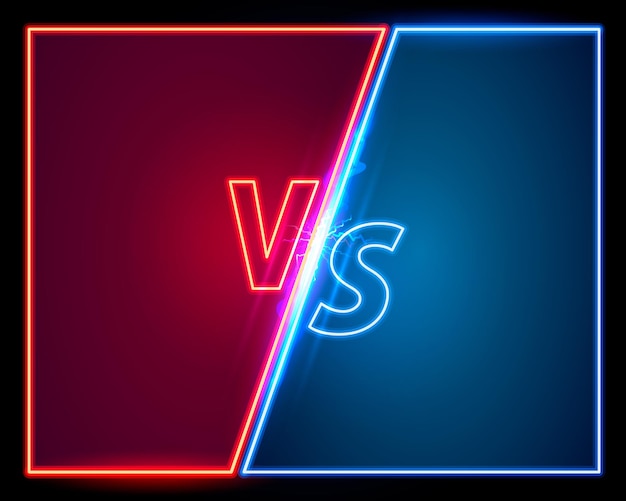 Versus game cover, neon banner sport vs, team concept