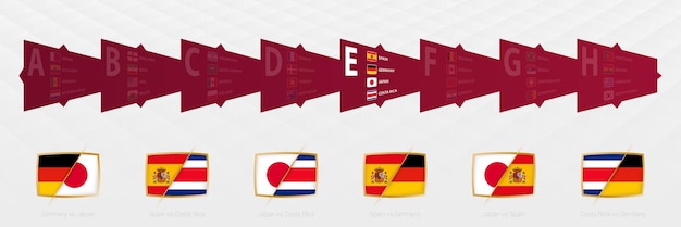 Набор иконок для всех матчей группы E Football Competition 2022