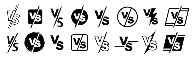 Versus letters icon set isolated on white background. vs logo, symbol, sign.