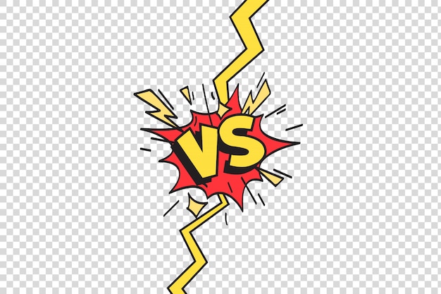 versus lightning ray border, comic fighting duel and fight confrontation isolated cartoon illustration