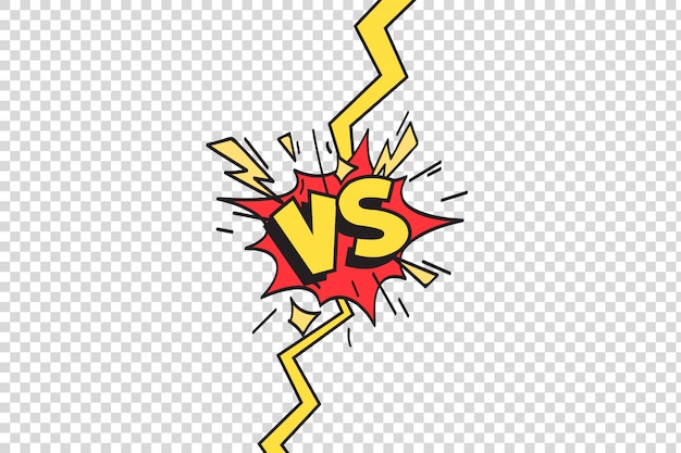 Vector versus lightning ray border, comic fighting duel and fight confrontation isolated cartoon illustration