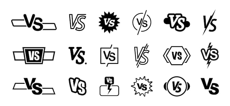 Vector versus logo set vs letters competition symbol